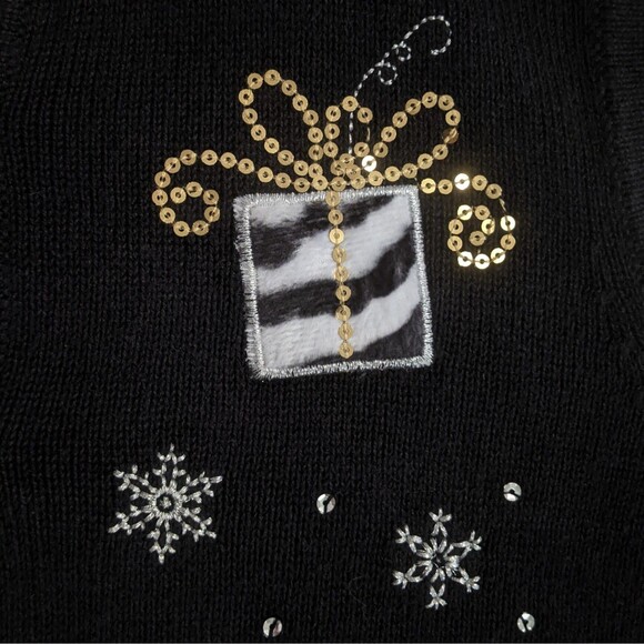 Christmas Sweater Vest Womens L Large Santa Cheetah Zebra Cardigan Reindeer Snow - Picture 7 of 10